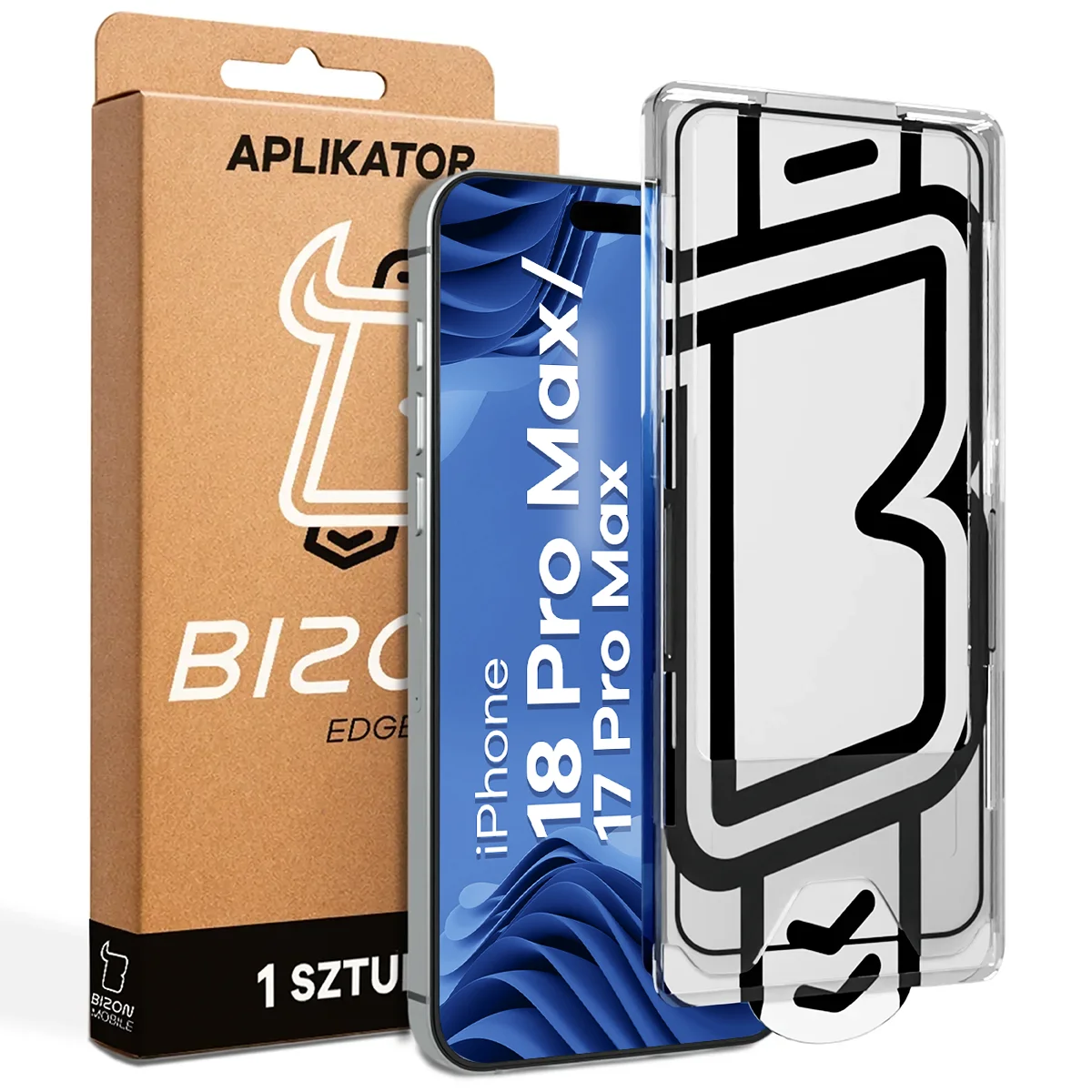 Szkło z aplikatorem Bizon Glass Aplikator Edge dla Apple iPhone 18 Pro Max / 17 Pro Max