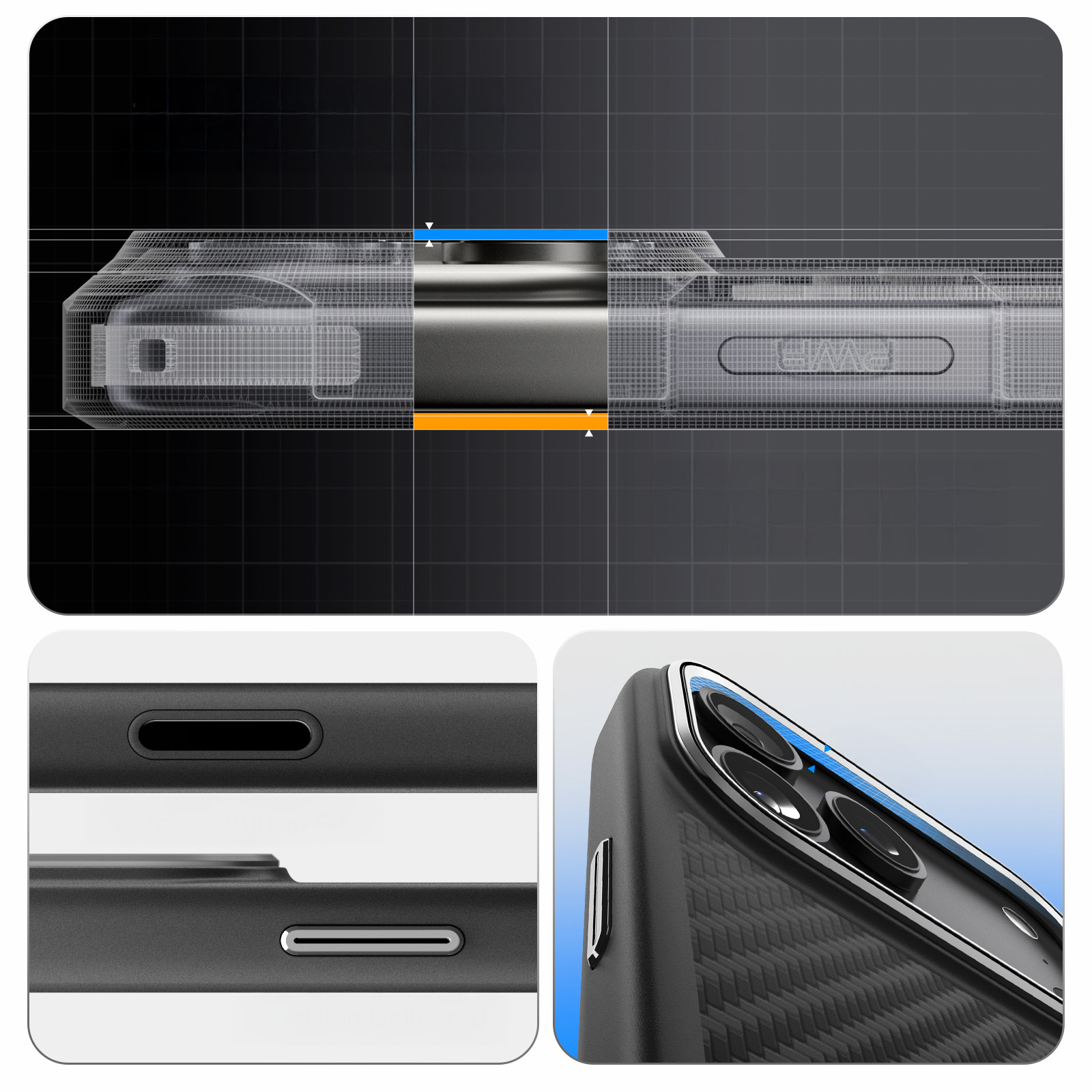 Etui z osłoną przycisku Spigen Enzo Aramid T Mag (CC) do MagSafe do Apple iPhone 17 Pro Max, czarno-srebrne