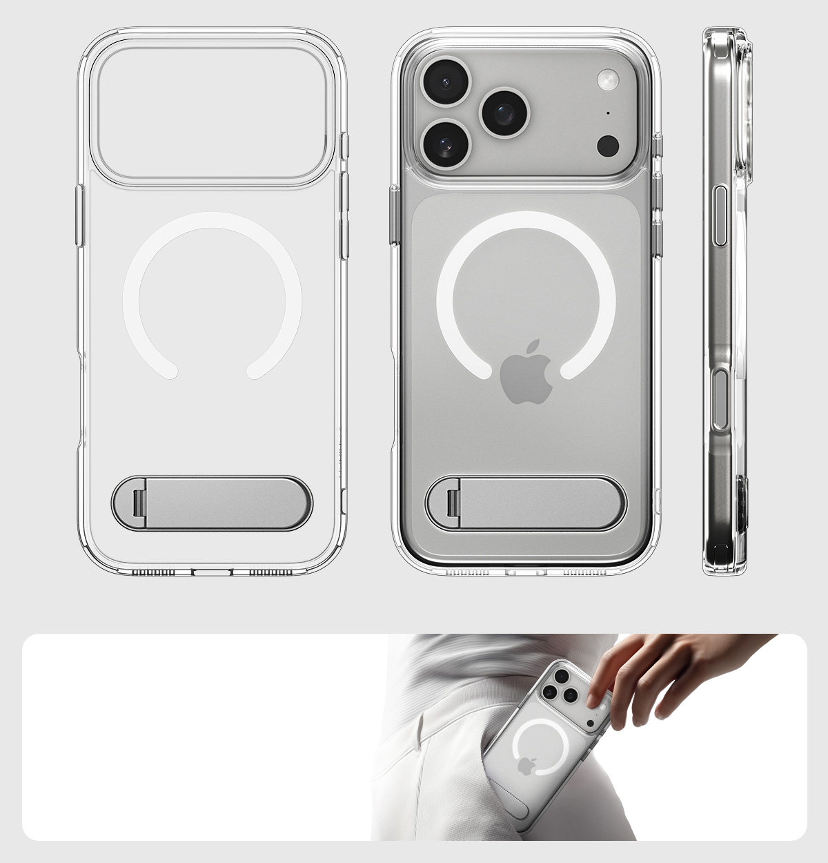 Etui Spigen Ultra Hybrid S Mag MagSafe do Apple iPhone 17 Pro Max, przezroczysto-białe