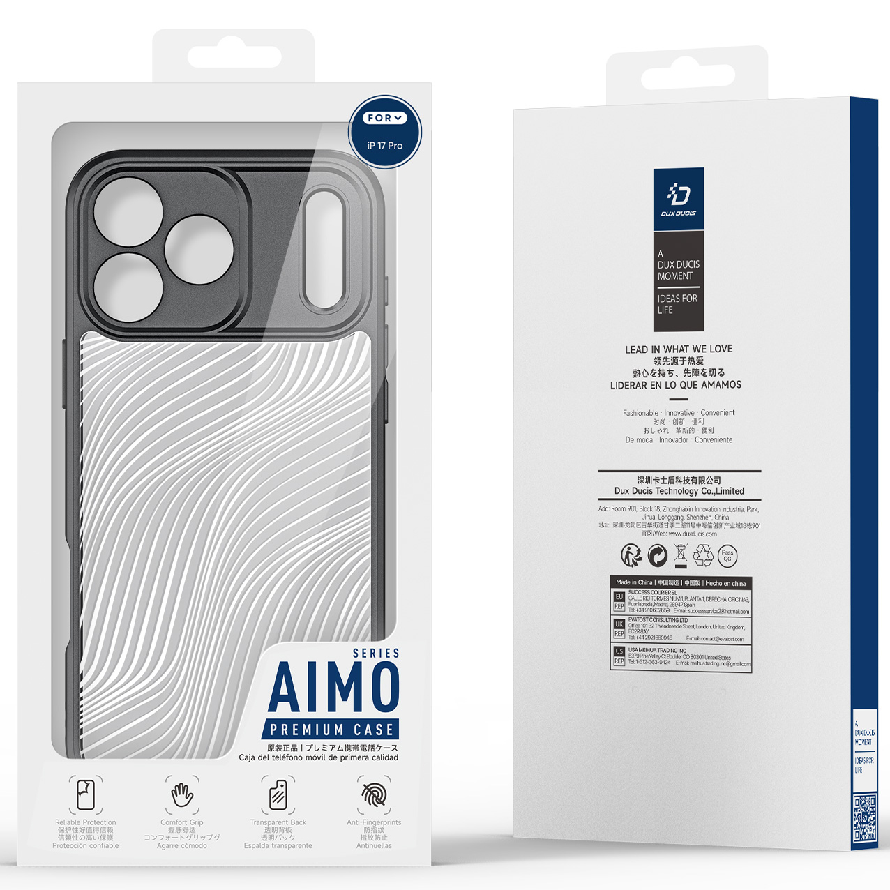 Etui ochronne Dux Ducis AIMO do Apple iPhone 17 Pro, przezroczyste z czarną ramką