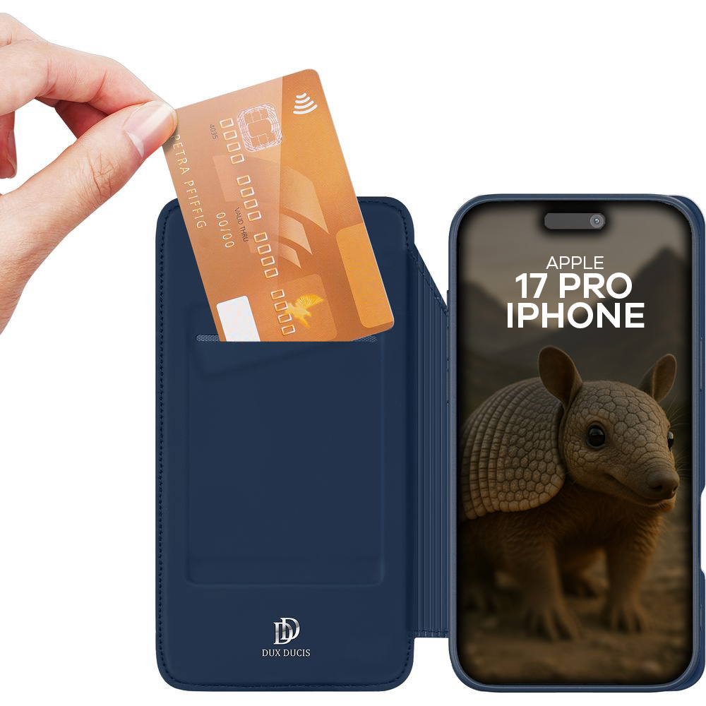 Etui z klapką Dux Ducis Skin Pro do iPhone 17 Pro, granatowe