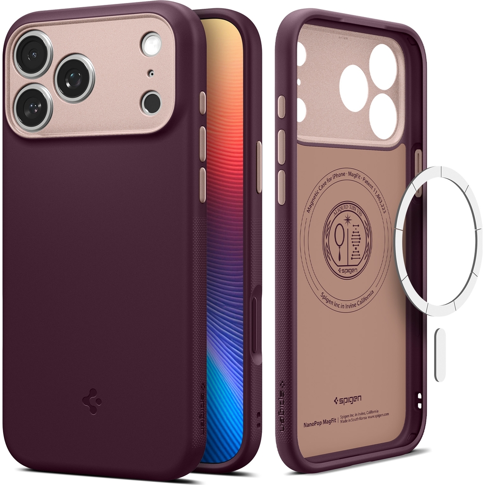 Etui Spigen Nano Pop Mag do MagSafe do Apple iPhone 17 Pro, bordowo-różowe