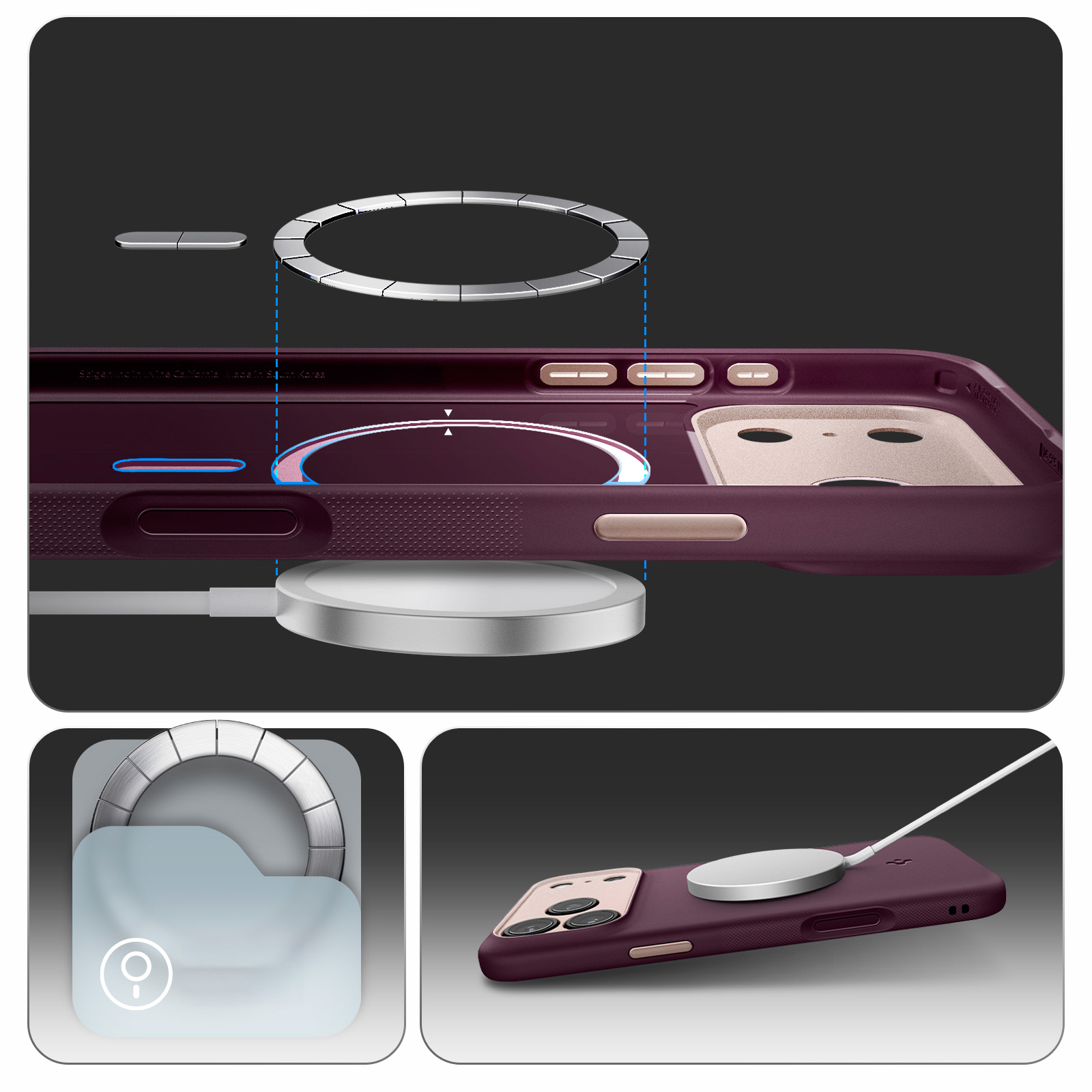 Etui Spigen Nano Pop Mag do MagSafe do Apple iPhone 17 Pro, bordowo-różowe
