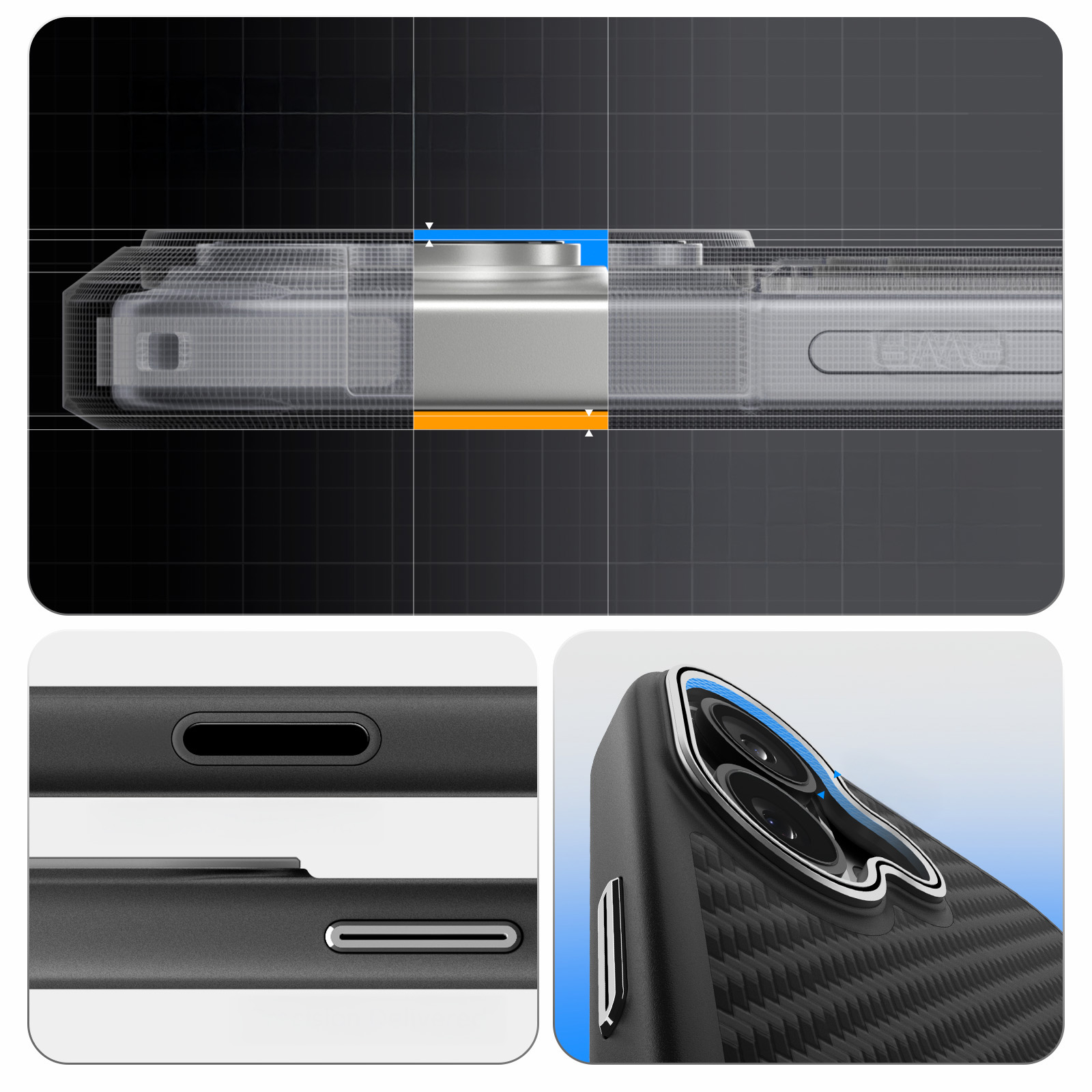Etui z osłoną przycisku Spigen Enzo Aramid T Mag (CC) do MagSafe do Apple iPhone 17, czarno-srebrne