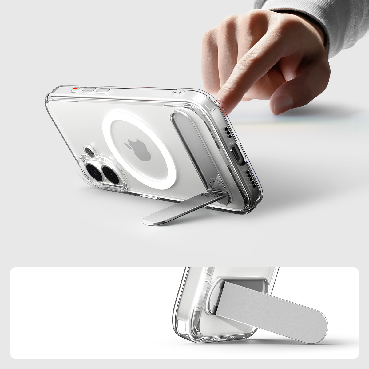 Etui Spigen Ultra Hybrid S Mag MagSafe do Apple iPhone 17, przezroczysto-białe
