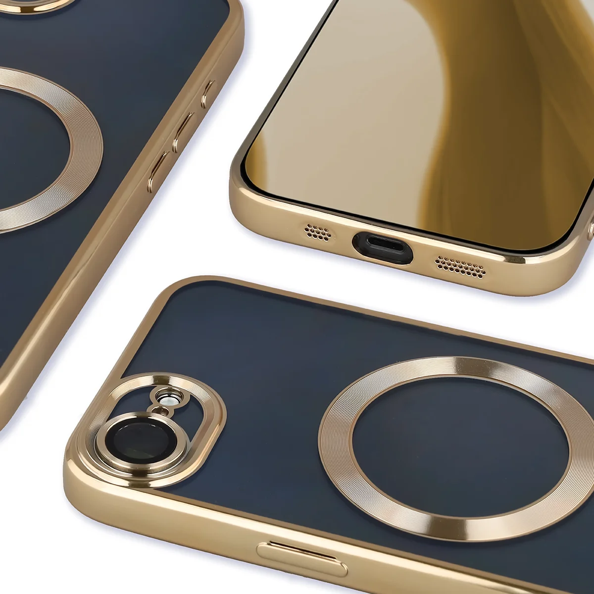 Metaliczna ramka, podniesione krawędzie i zintegrowane osłony w etui Bizon Case GuardO do Apple iPhone 17e / Apple iPhone 16e