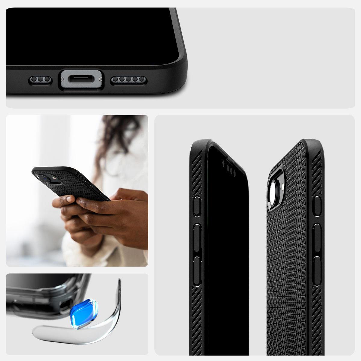Etui Spigen Liquid Air do Apple iPhone 16e, czarne