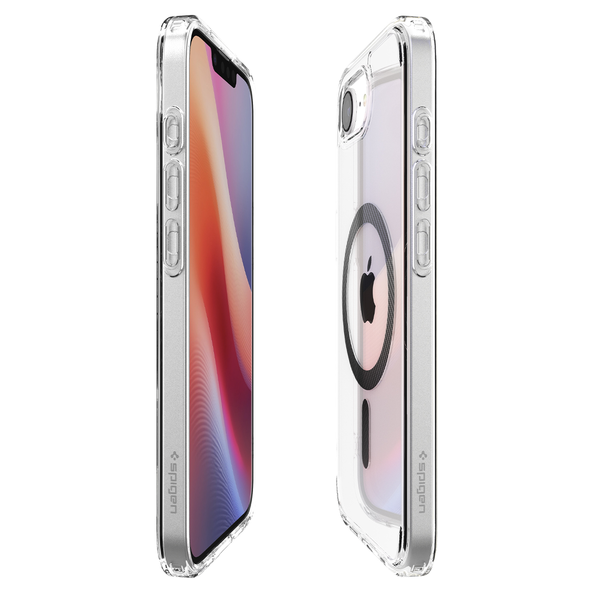 Etui Spigen Ultra Hybrid Mag z MagSafe do Apple iPhone 16e, przezroczysto-czarne-karbonowe
