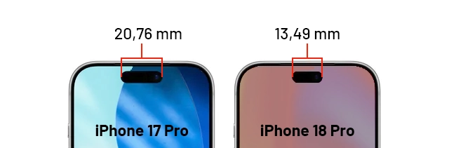 Porównanie Dynamic Island iPhone 17 Pro vs iPhone 18 Pro