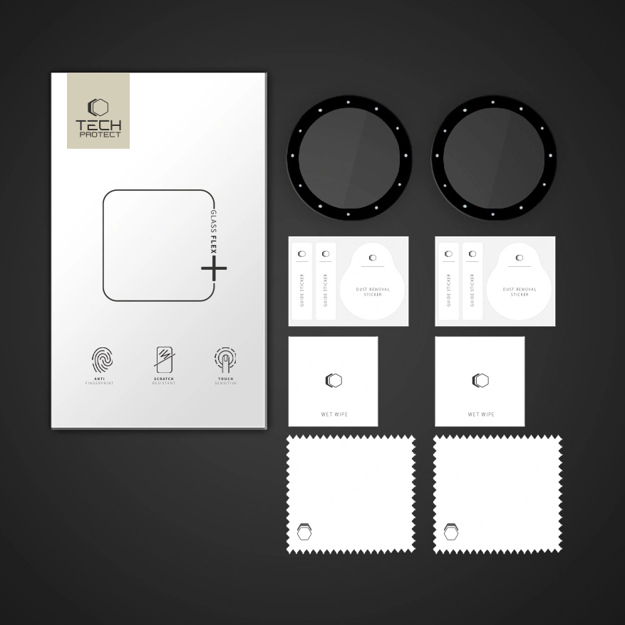 Szkło hybrydowe Tech-Protect Glass Flex+ do Garmin Venu 3s, 2 sztuki, przezroczyste z czarną ramką.