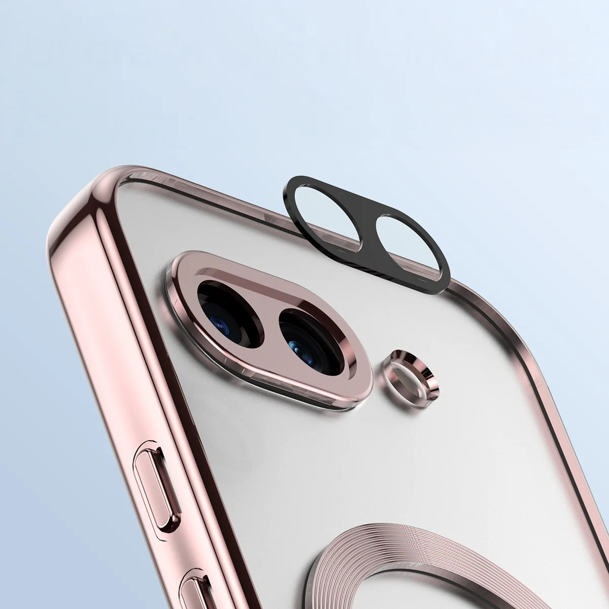 Zbliżenie na wbudowaną ochronę aparatu w Bizon Case GuardO do Google Pixel 10a