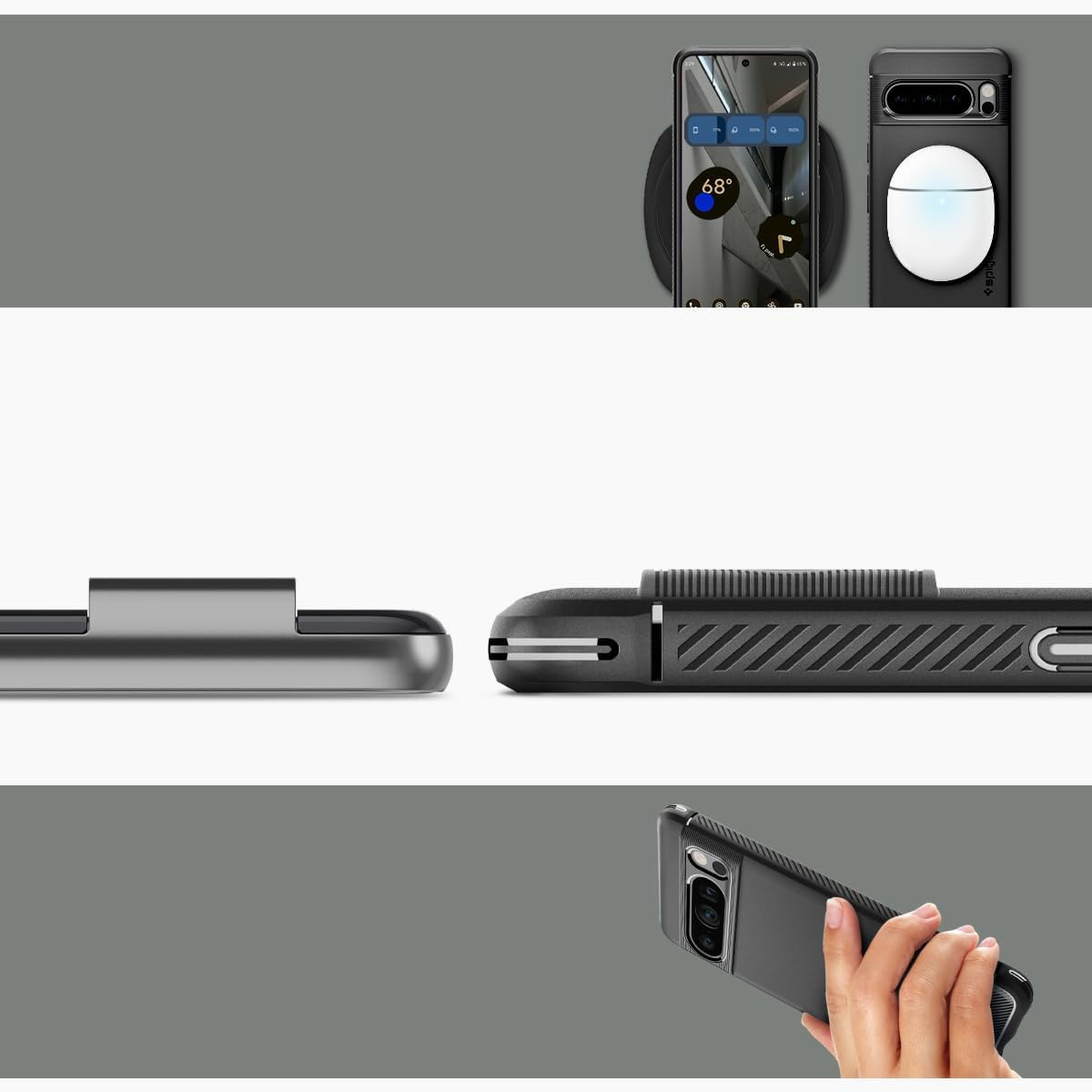 Schutzhülle Spigen Rugged Armor für Google Pixel 8 Pro, Schwarz