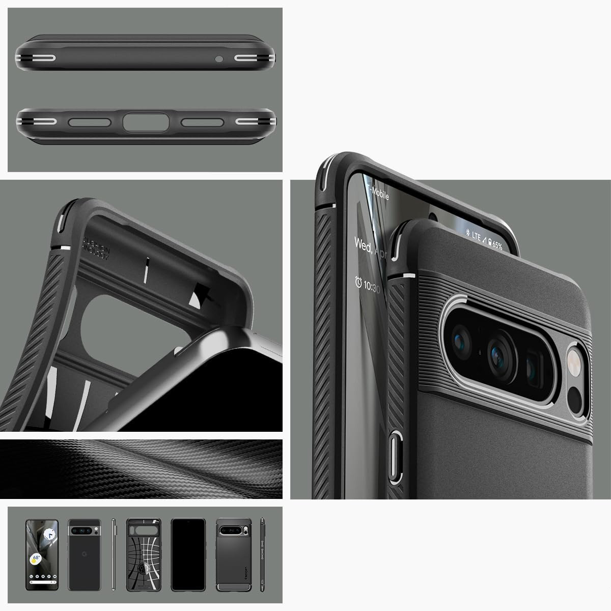 Schutzhülle Spigen Rugged Armor für Google Pixel 8 Pro, Schwarz