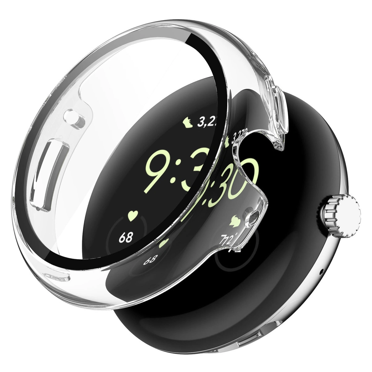 Wizualizacja nakładania etui Bizon Case Watch Adamo do  Google Pixel Watch 5 / 4 45 mm