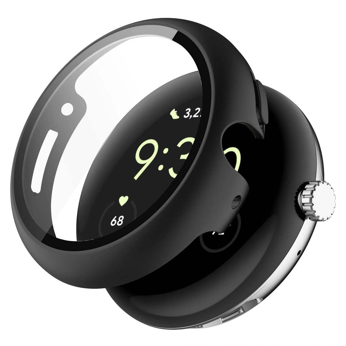 Wizualizacja nakładania etui Bizon Case Watch Adamo do  Google Pixel Watch 5 / 4 45 mm