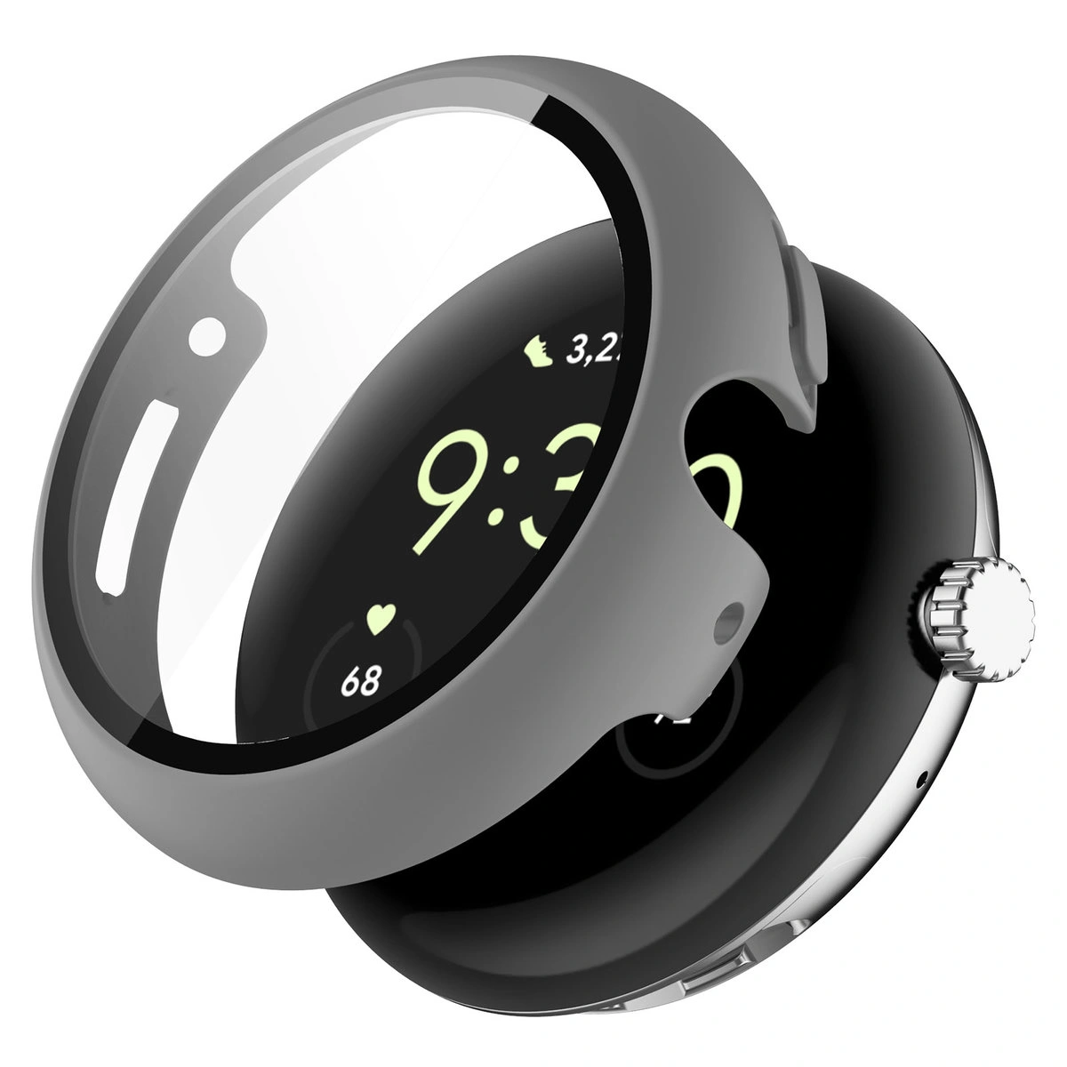 Wizualizacja nakładania etui Bizon Case Watch Adamo do  Google Pixel Watch 5 / 4 45 mm