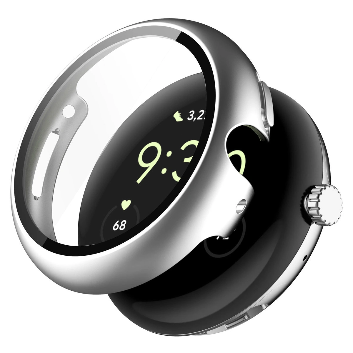 Wizualizacja nakładania etui Bizon Case Watch Adamo do  Google Pixel Watch 5 / 4 45 mm