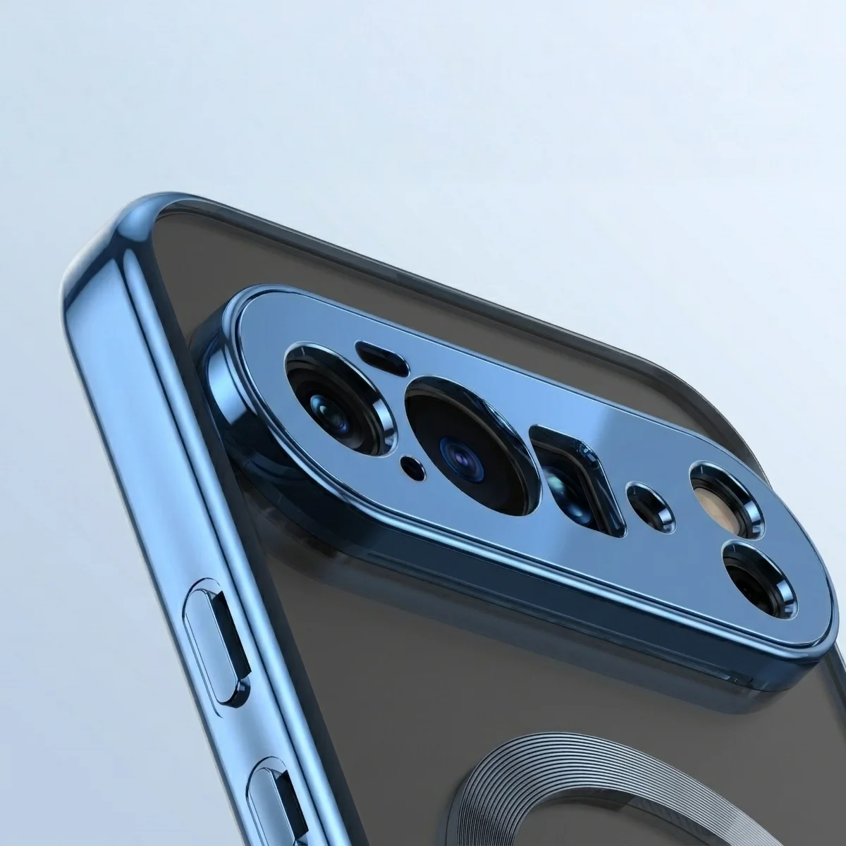 Zbliżenie na wbudowaną ochronę aparatu w Bizon Case EduardO do Google Pixel 10 Pro XL