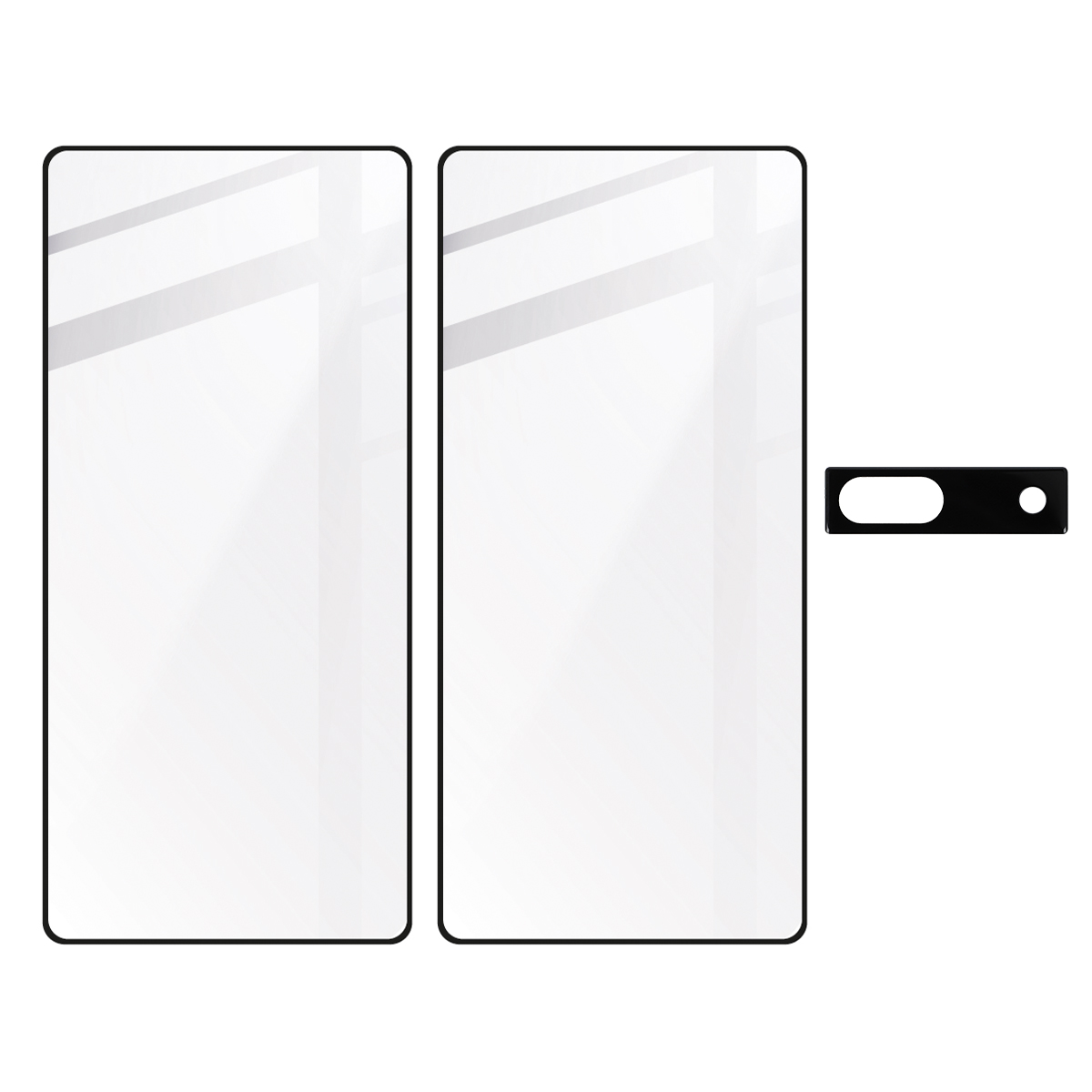 Gehärtetes Glas Bizon Glass Edge - 2 Stück + Kameraschutz, Pixel 7A, Schwarz
