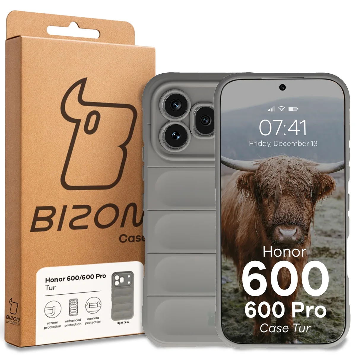 Przód pudełka Bizon Case z dedykowaną etykietą do Honor 600 5G / 600 Pro 5G