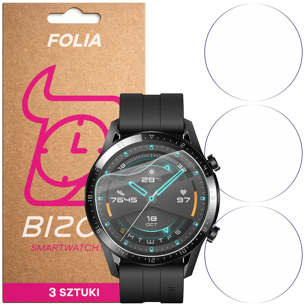 Folia hydrożelowa Bizon Watch Film HydroFlex dla Huawei Watch GT 2 46 mm