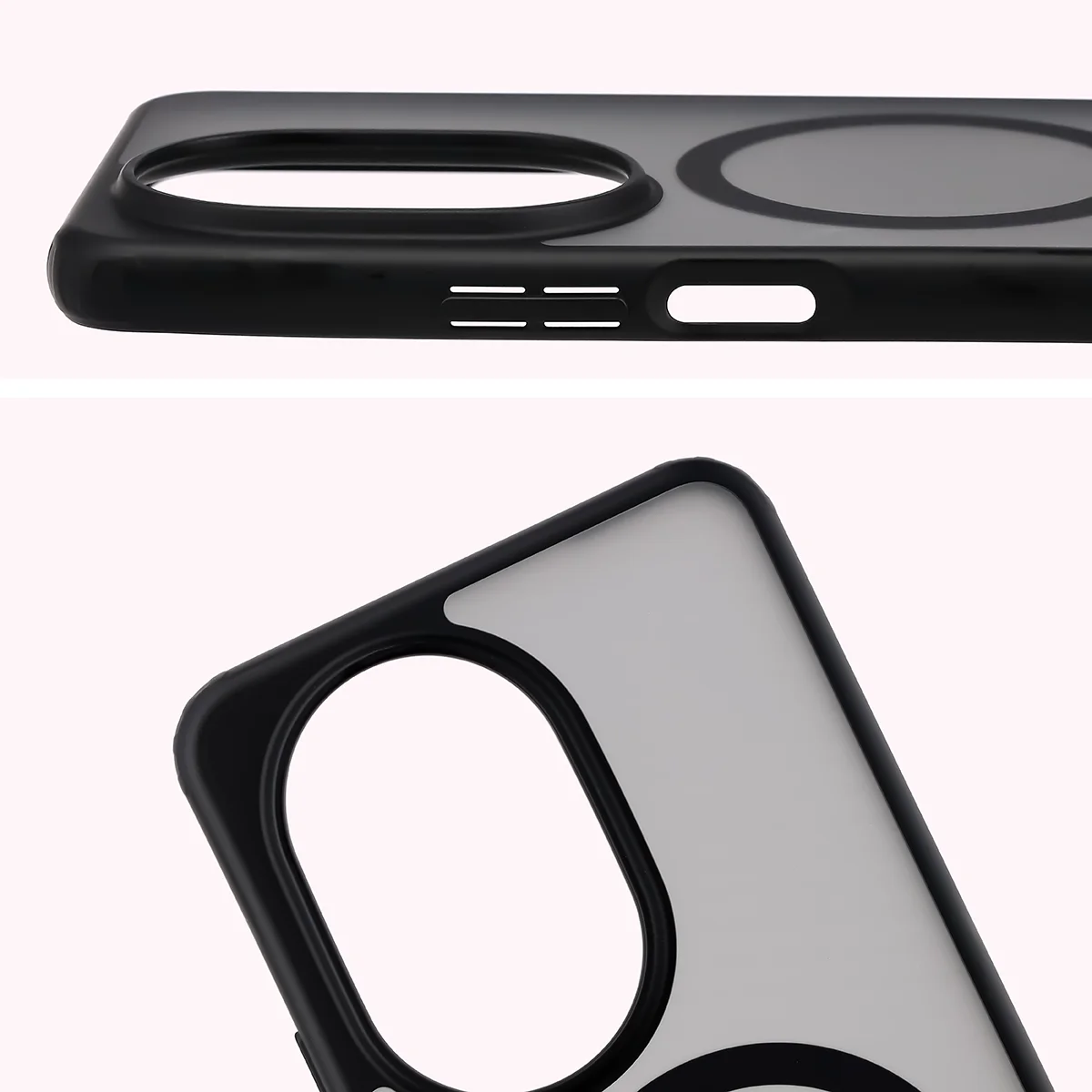 Pełne wycięcie i podwyższone krawędzie aparatu w etui Bizon Case MatteO do Huawei nova 14 Pro