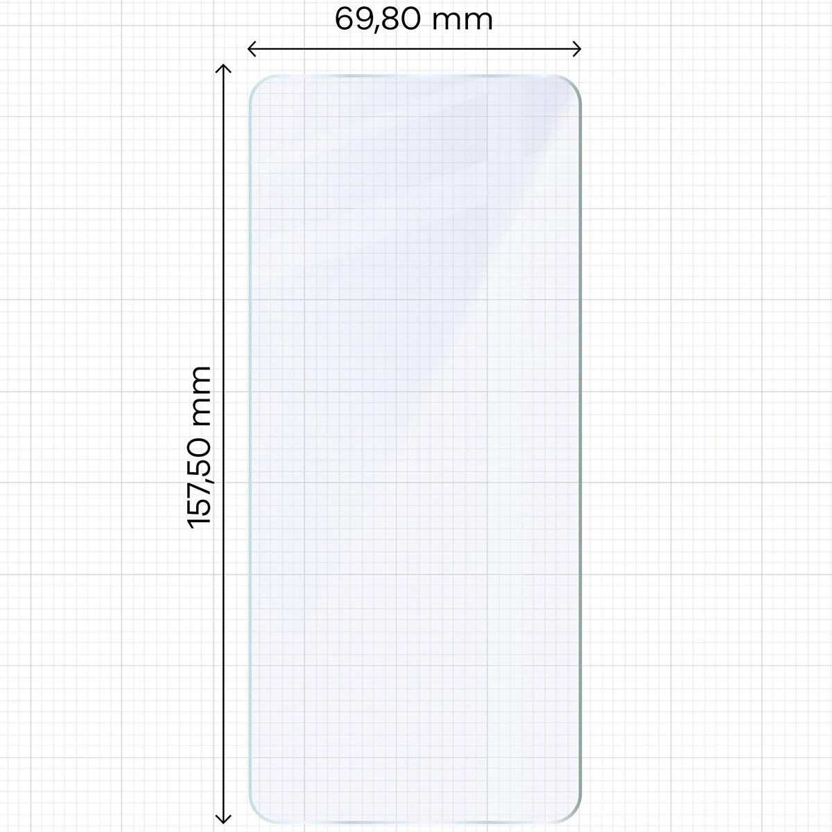 Miarka z wymiarami szkła hybrydowego Bizon Hybrid Mule do Huawei nova 14 Pro