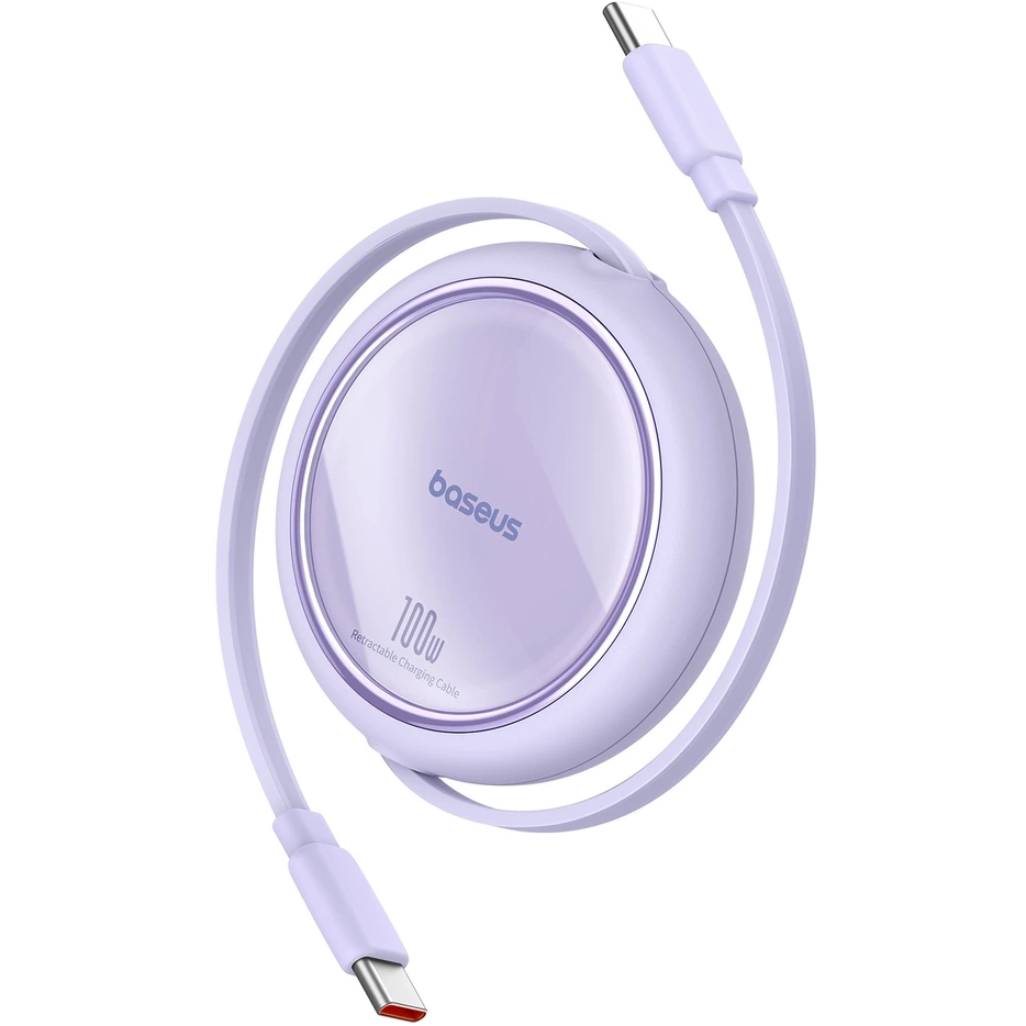 Kabel wysuwany Baseus Free2Draw Mini USB-C do USB-C, 100W, 1m, fioletowy.