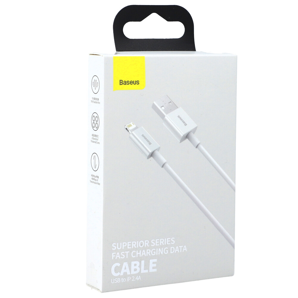 Kabel ładująco-przesyłowy Baseus Superior USB-A do Lightning 1m, biały