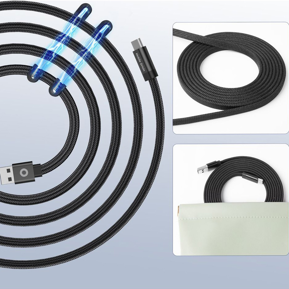 Kabel magnetyczny Mobile Origin Magnetic USB-A / USB-C, QC 3.0, 27W, 480 Mbps, 1m, czarny. Organizacja kabla i spokojna przestrzeń pracy, praktyczny i elegancki.
