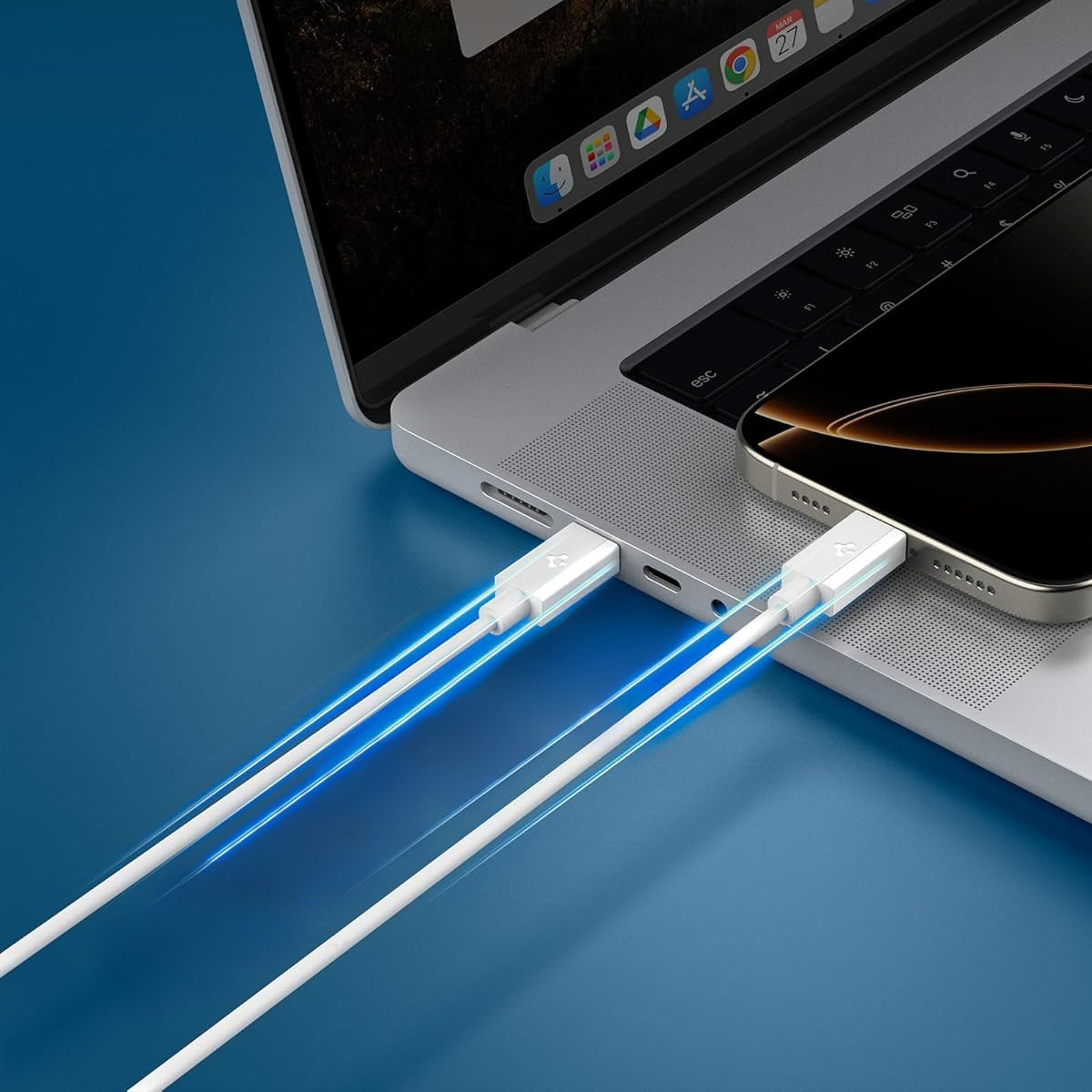 Kabel Spigen ArcWire Essential EB6020CC DuraBend USB-C do USB-C 60W o długości 2m, biały