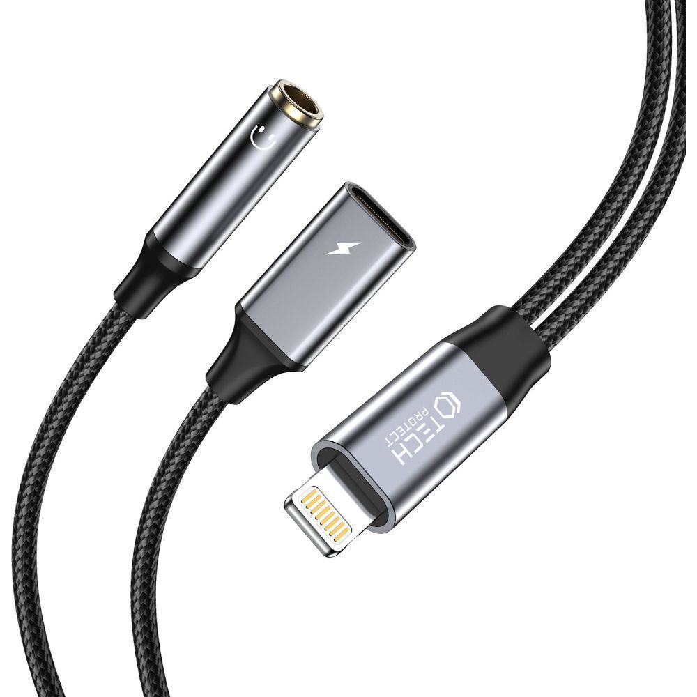 Kabel / adapter Tech-Protect UltraBoost przejściówka do słuchawek Lightning na Mini Jack 3.5 mm, czarny 