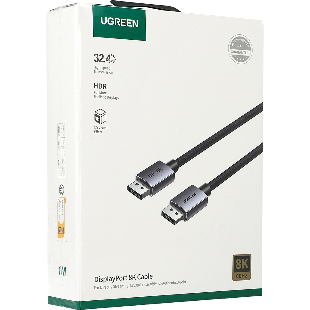 DP120 Ugreen Kabel obsługuje 8K 60Hz, dynamiczny HDR poprawia kontrast i kolory, idealny do gier i filmów, obsługuje także 2K przy 240Hz