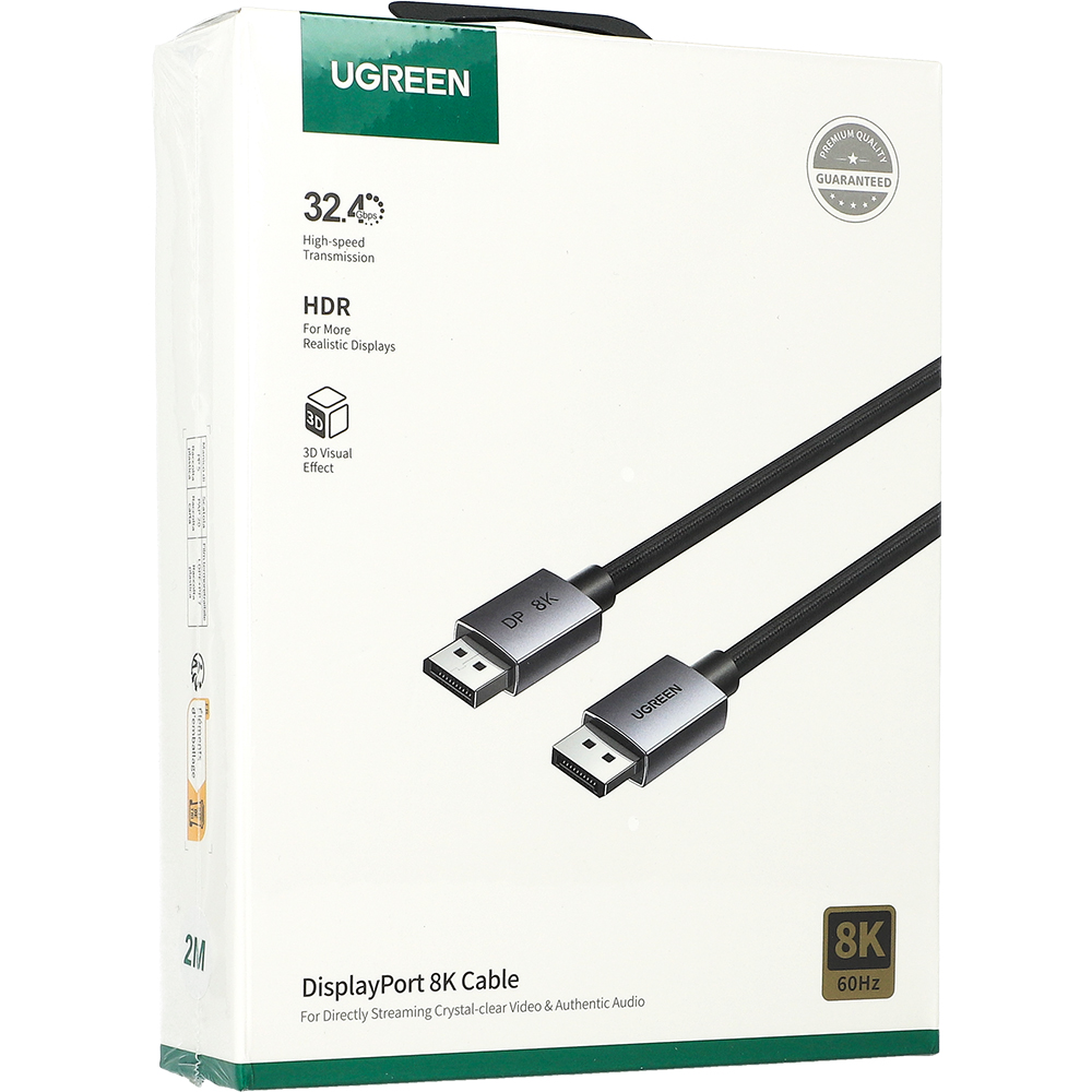 DP120 Ugreen Kabel obsługuje 8K 60Hz, dynamiczny HDR poprawia kontrast i kolory, idealny do gier i filmów, obsługuje także 2K przy 240Hz