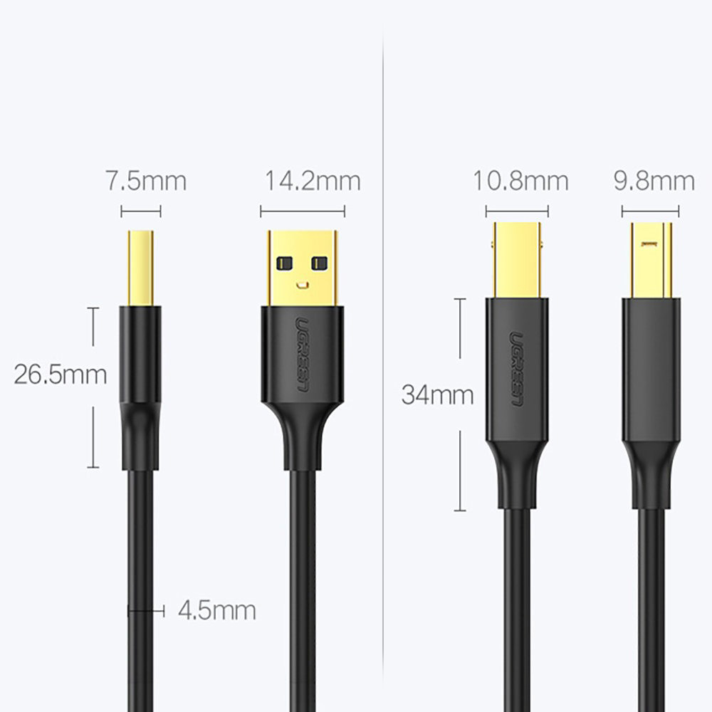 Kabel Ugreen US135 USB-A / USB Typ B do drukarki, skanera, itp.