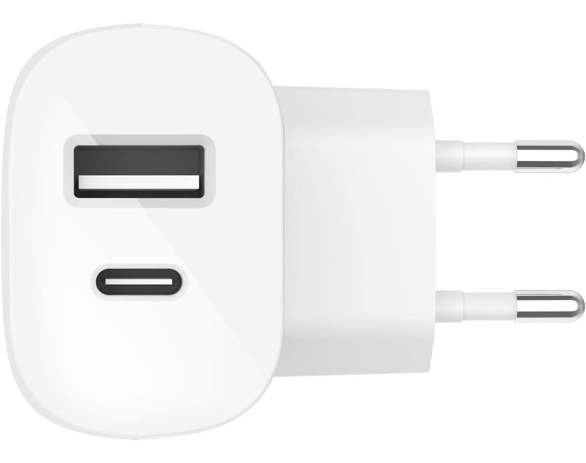 Ładowarka sieciowa Belkin Boost Charge Dual Wall Charger with PPS 37W, USB-C 25W + USB-A 12W, biała