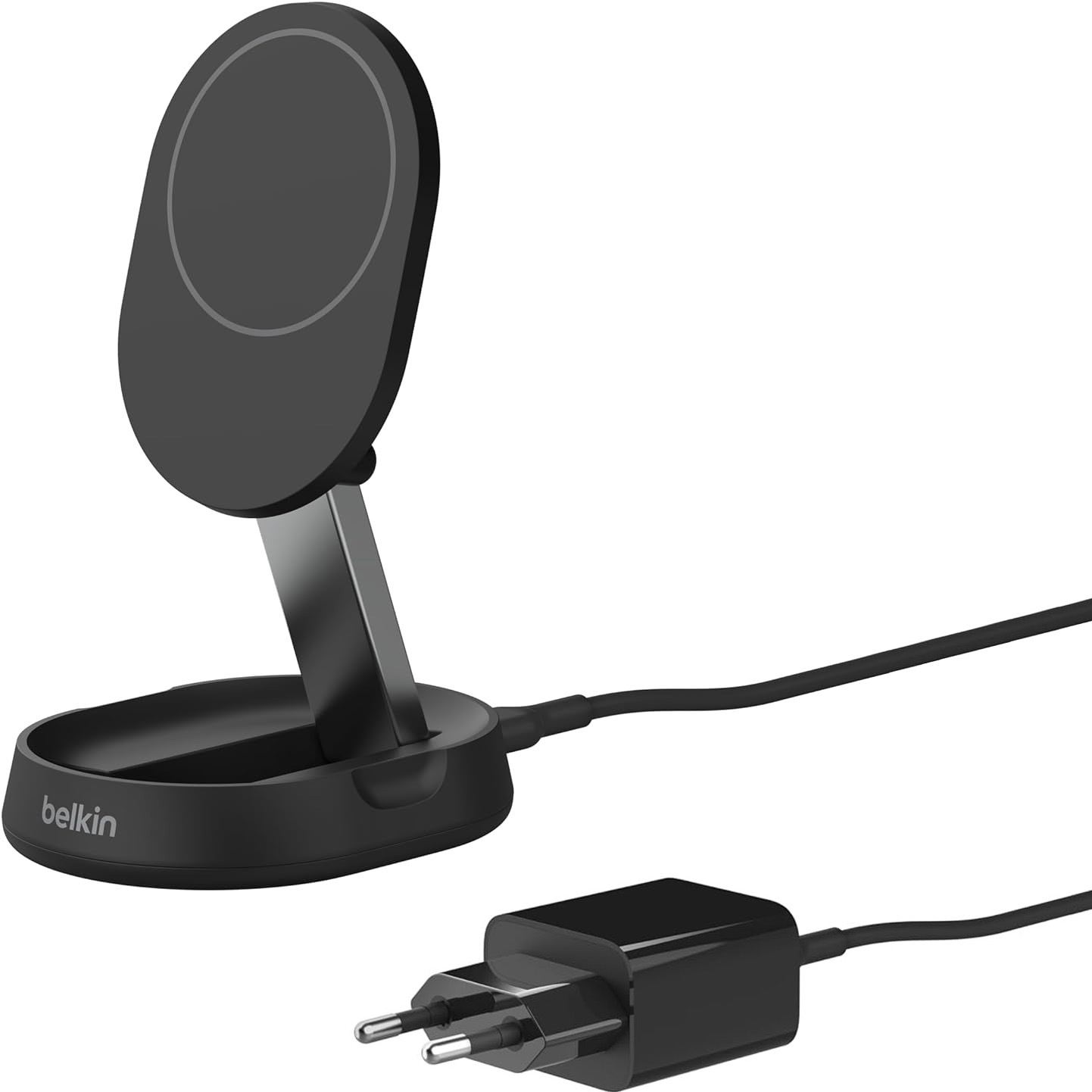 Ładowarka bezprzewodowa, indukcyjna Belkin Boost Charge Pro Convertible Magnetic Charging Stand with MagSafe Qi2 15W (WIA008) dla iPhone z MagSafe + ładowarka sieciowa 20W, czarna