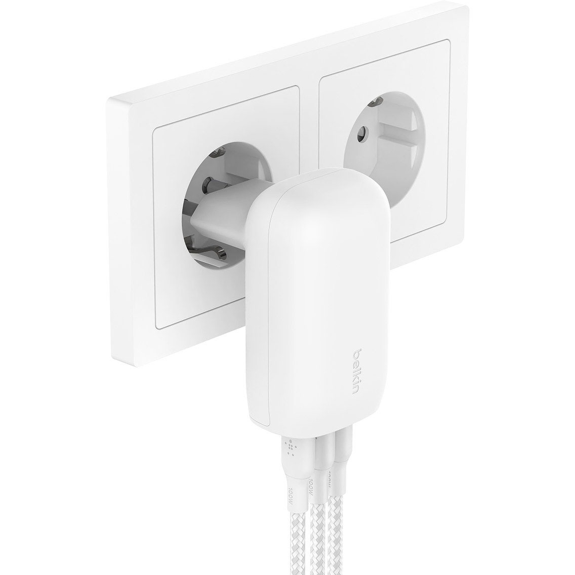 Ładowarka sieciowa Belkin Boost Charge 3-Port USB-C Wall Charger with PPS 67W + kabel USB-C/USB-C 2m, biała