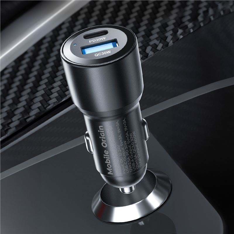 Ładowarka samochodowa Mobile Origin 60W USB-C, USB-A, czarna