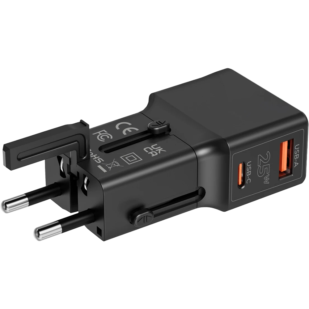 Mobile Origin Travel Adapter, szybkie ładowanie porty USB-C USB-A wydajny ergonomiczny, czarny