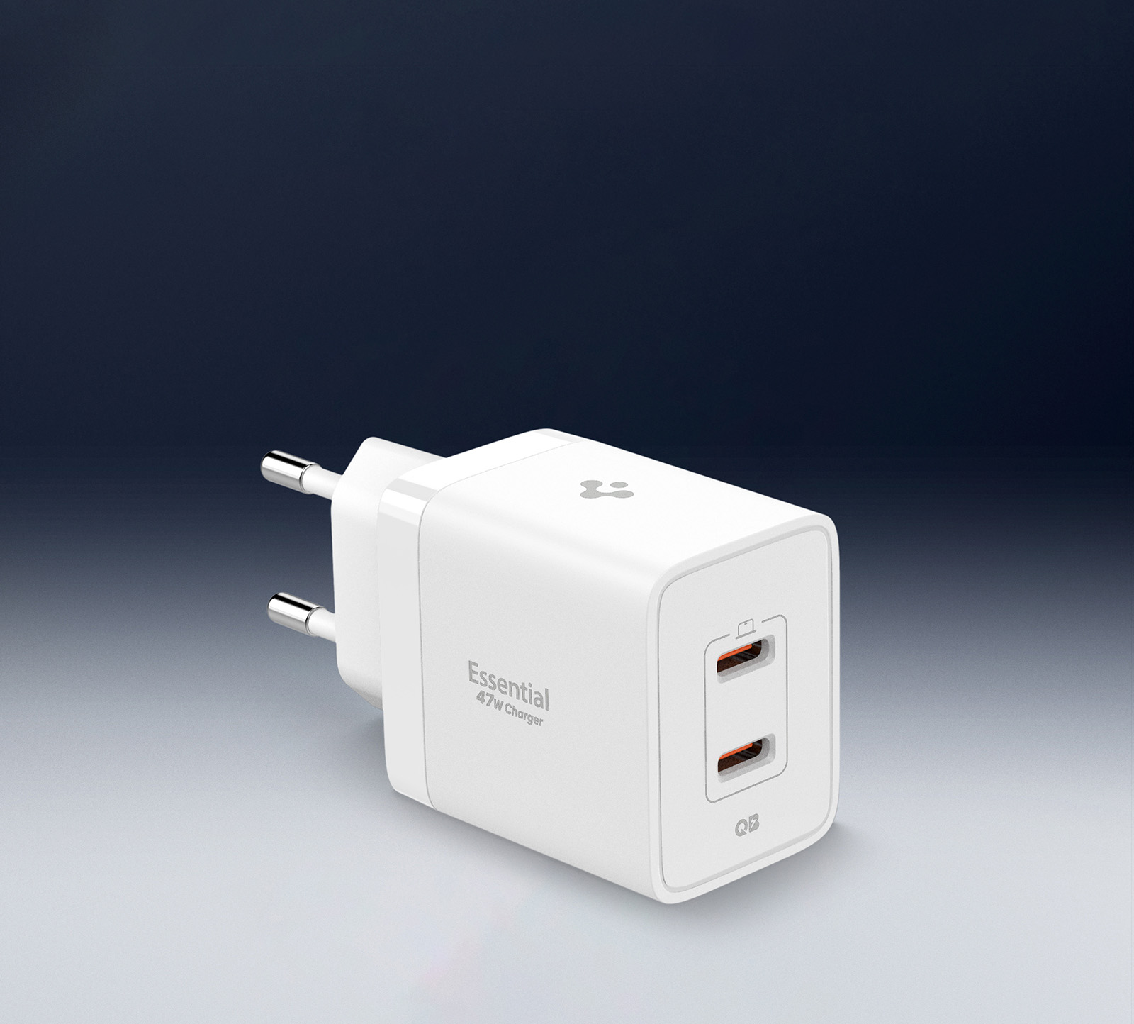 Ładowarka sieciowa Spigen Essential Wall Charger EE472EU GaN 47W z dwoma portami USB-C, biała