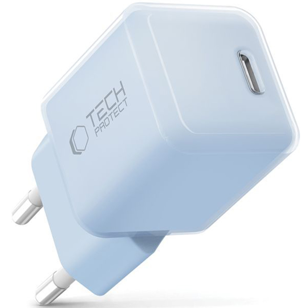 Ładowarka sieciowa Tech-Protect NCM25 1-PORT NETWORK 25W USB-C PD, jasnoniebieska