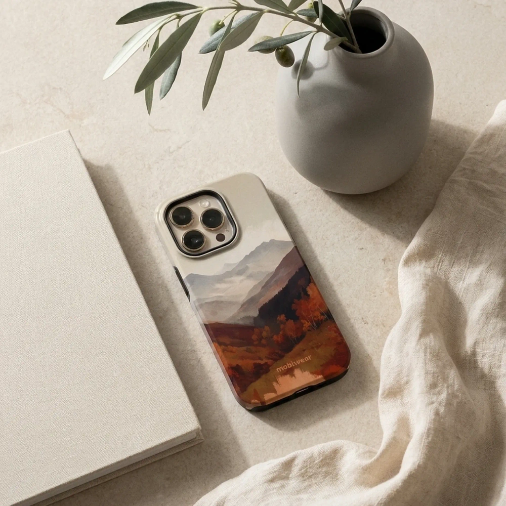 Mobiwear Elite Pro MagSafe do iPhone 18 Pro Max, wygląd HD, trwałe grafiki, błyszcząca powierzchnia, odporność, mglista dolina w górach