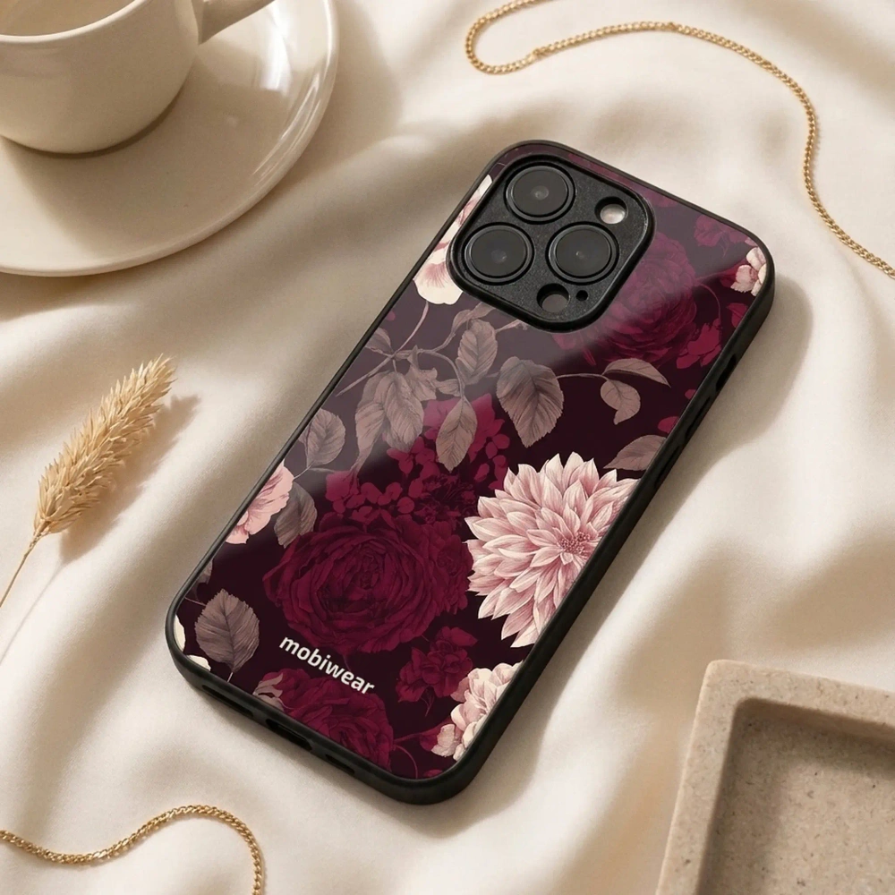 Mobiwear Glossy Case, kolorowe plecki, trwałość, stabilność, silikonowa wkładka, wino i dalie