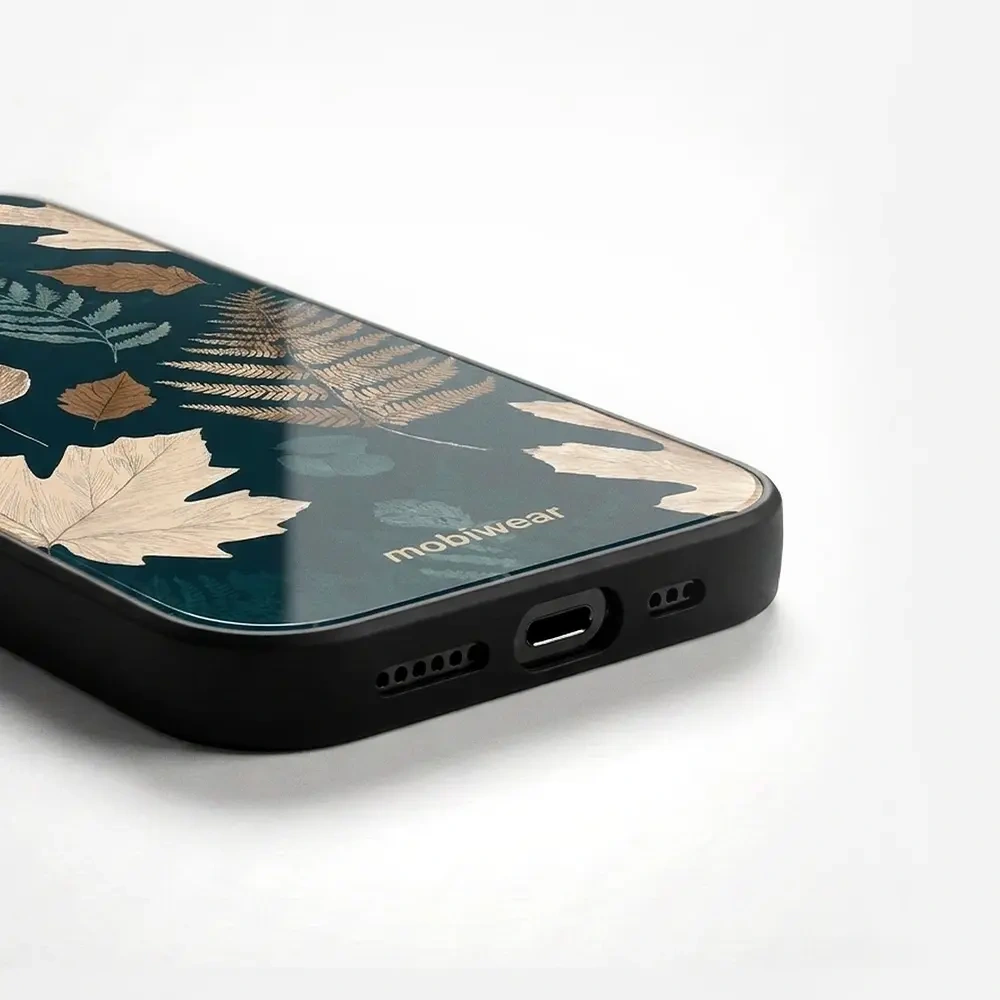 Mobiwear Glossy Case, codzienna ochrona, łatwe użytkowanie, stylowy design, bezpieczny telefon, zielnik z liści i paproci