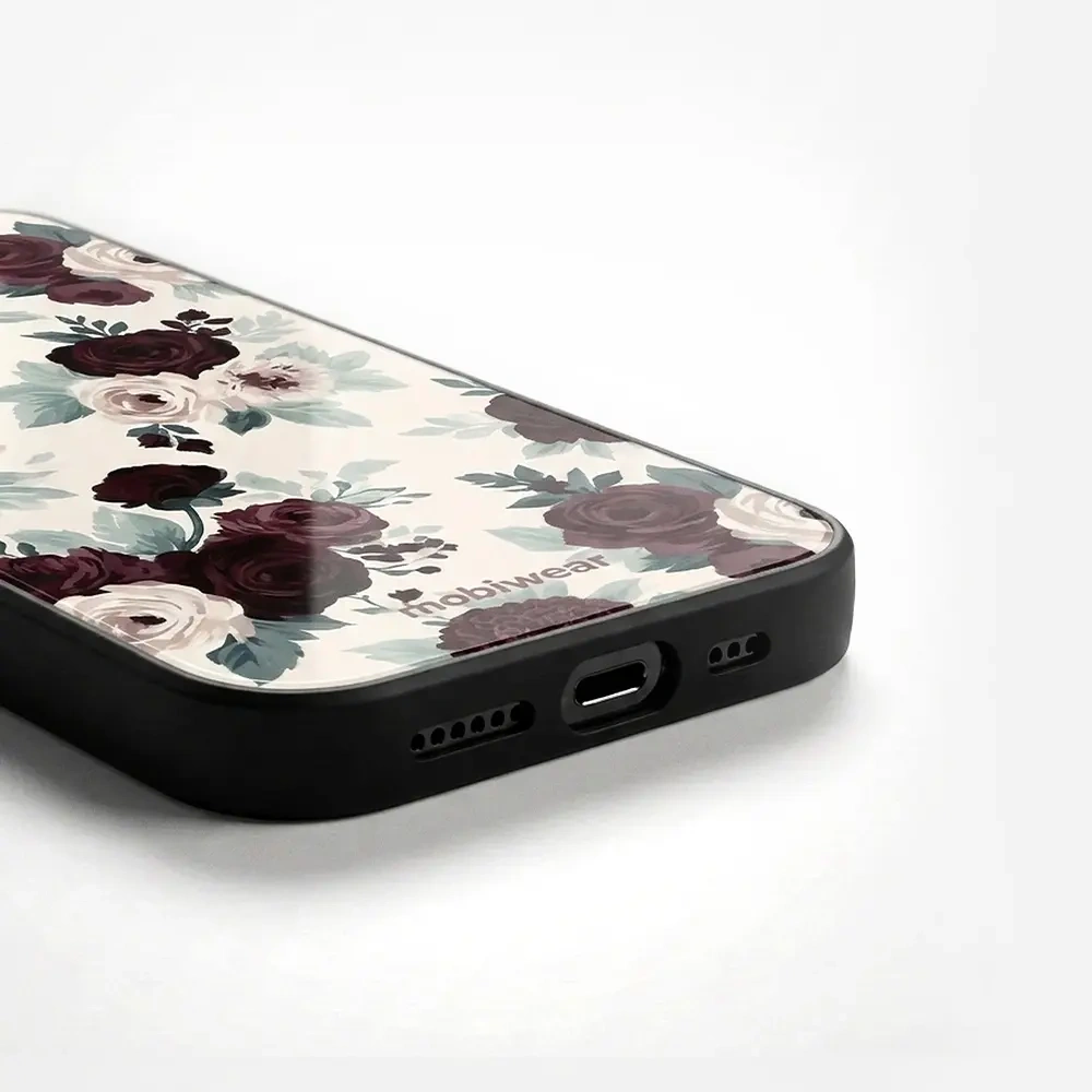 Mobiwear Glossy Case, codzienna ochrona, łatwe użytkowanie, stylowy design, bezpieczny telefon, róże z szałwią na kremie