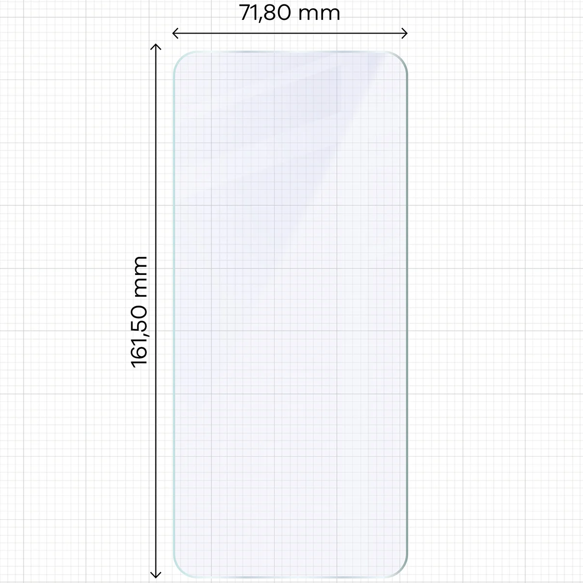 Miarka z wymiarami szkła hybrydowego Bizon Hybrid Mule do Motorola Moto G57 Power / G67 Power
