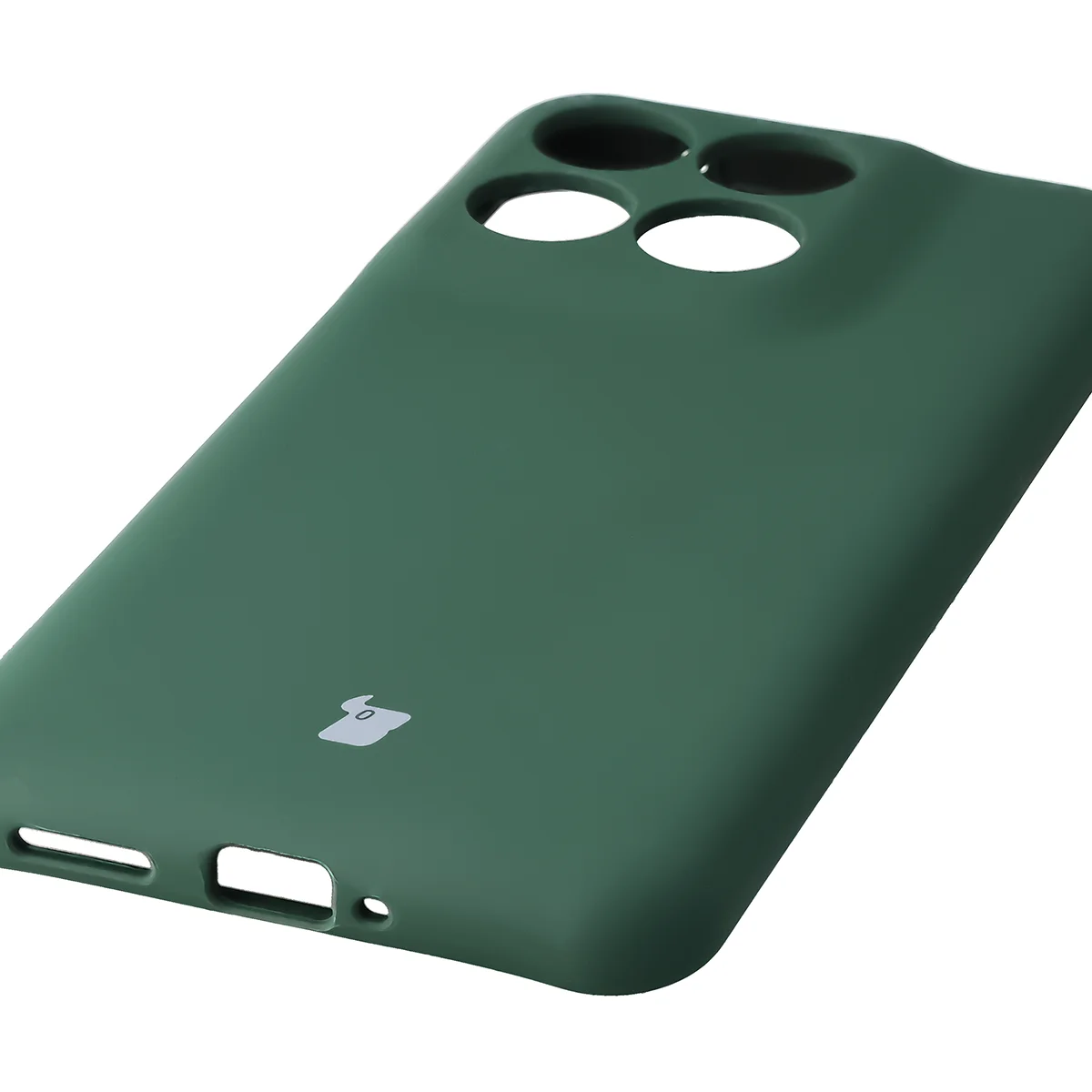 Zbliżenie na precyzyjne wycięcia i możliwość ładowania indukcyjnego w etui Bizon Soft Case do Motorola Edge 70 Fusion