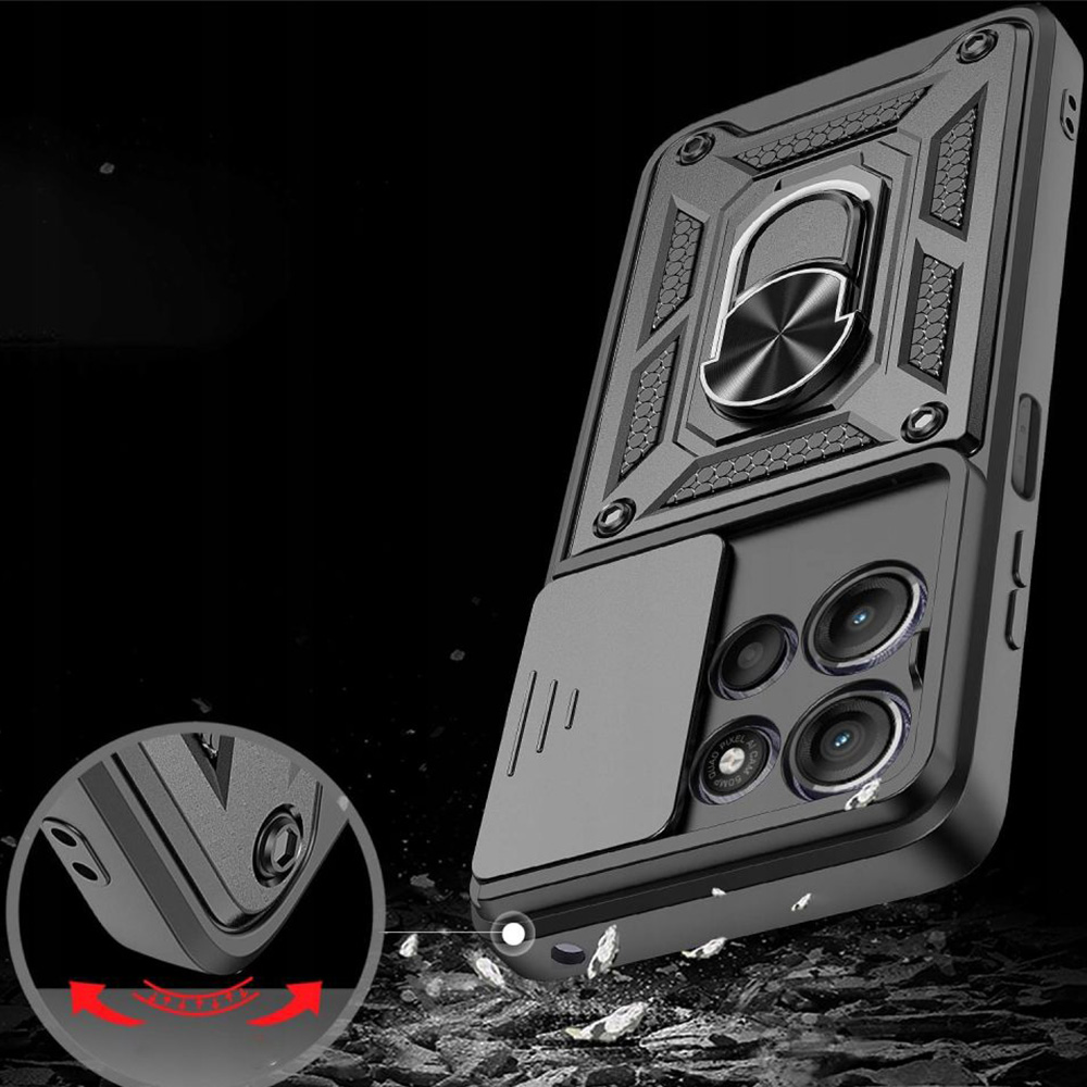 Etui z ringiem Tech-Protect Camshield Pro do Motorola Moto G15, czarne