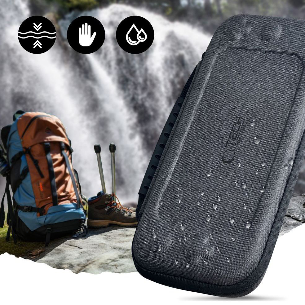 Etui Tech-Protect Hardpouch do Nintendo Switch 2, ciemnoszare. Pokrowiec odporny na wilgoć i zabrudzenia.
